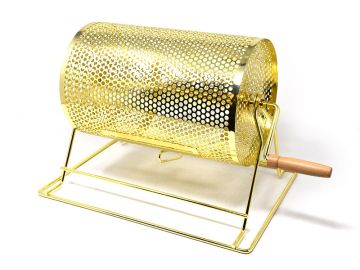 Small Raffle Drum: Brass-Plated, 11 in. Long x 12 in. High x 8 in. Diameter, Holds 2,500 Tickets